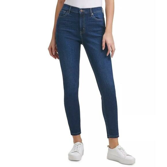 Calvin Klein Women Blue Dark Wash Denim Casual High-Rise Ankle Jeggings Size 24 - Picture 1 of 5